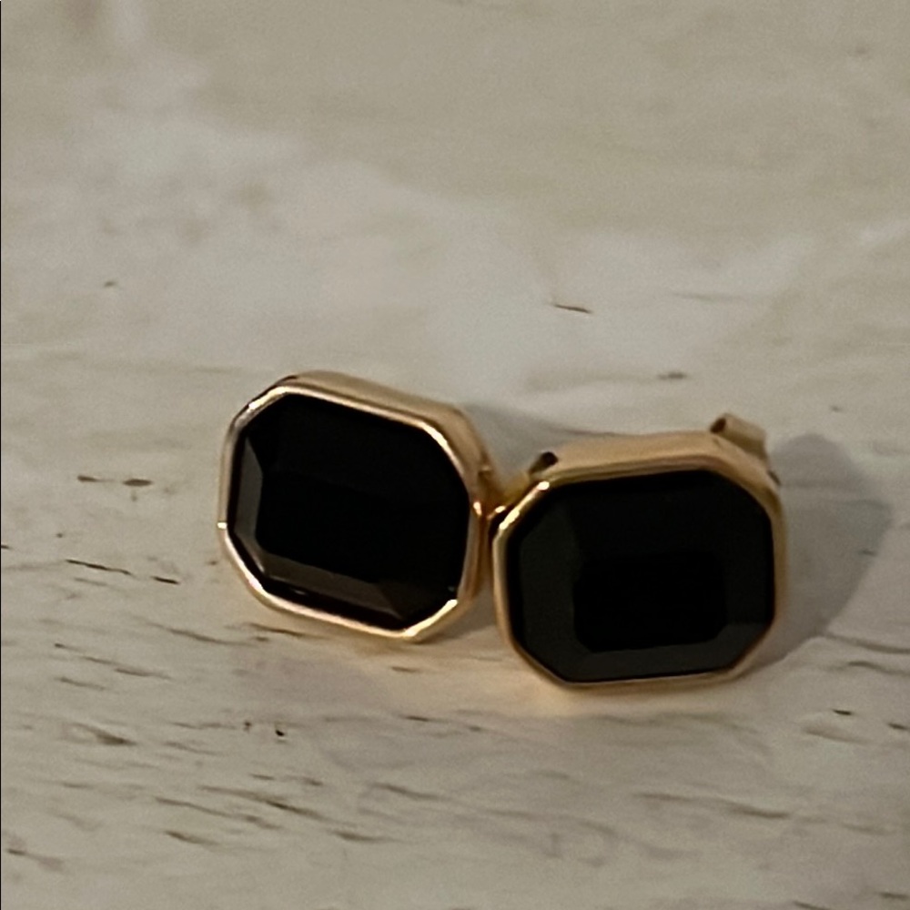 Salo Elegant Black and Gold Stud Earrings